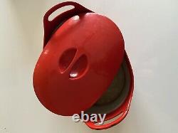Rare Vintage Rosenlew Finland Red Cast Iron Pot & Lid