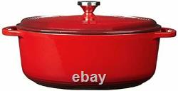 Red 7-Quart Enameled Cast Iron Oval Dutch Oven