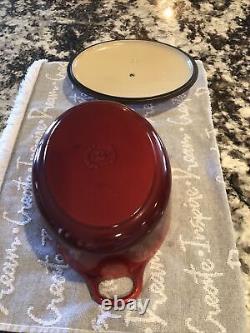 Retired Cerise Red Le Creust # 23 Oval Dutch Oven 2 3/4 Quart With Lid