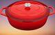 Round Dutch Ovens, 9.3 QT Oval Enameled Coating Cast Iron Dutch Oven Pot, Red