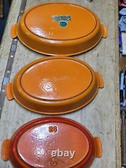 SET Of 3 LE Creuset Nesting VINTAGE Au Gratin Orange Oval Baker Enamel Cast Iron