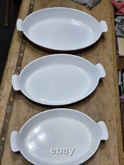 SET Of 3 LE Creuset Nesting VINTAGE Au Gratin Orange Oval Baker Enamel Cast Iron