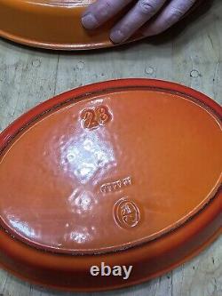 SET Of 3 LE Creuset Nesting VINTAGE Au Gratin Orange Oval Baker Enamel Cast Iron