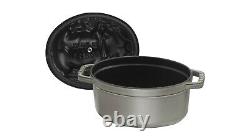 STAUB 17cm Oval Cast Iron Pig Cocotte, Graphite Grey + Zwilling steel soap
