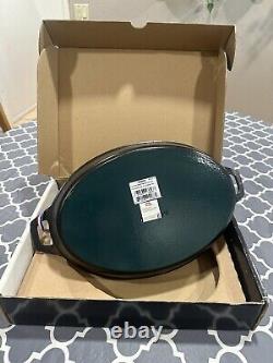 STAUB Cast Iron Oval Baker Roasting Pan 32 CM 2 1/4 QT Stackable Black/Teal NEW