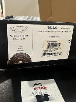 STAUB Cast Iron Oval Baker Roasting Pan 32 CM 2 1/4 QT Stackable Black/Teal NEW