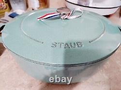 STAUB Cast Iron Oval Cocotte, Dutch Oven, 31 cm/12.25in, 5.75-quart Sage green
