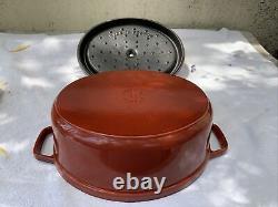 STAUB La Cocotte Oval Dutch Oven Grenadine Red Enameled Cast Iron 12.25 Rooster