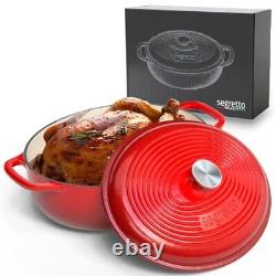 Segretto Cookware Enameled Oval Cast Iron Dutch Oven with Handle 7 Quart Ross