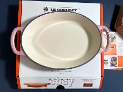 Set of Le Creuset Cast Iron Oval Baker 1qt 9.5 + Spoon Rest in Sugar Pink NIB