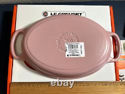 Set of Le Creuset Cast Iron Oval Baker 1qt 9.5 + Spoon Rest in Sugar Pink NIB