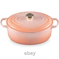 Signature Enameled Cast Iron Oval Dutch Oven, 6.75qt, Peche Enameled staining