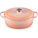 Signature Enameled Cast Iron Oval Dutch Oven, 6.75qt, Peche Enameled staining