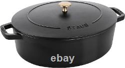 Specialty Shaped Cast Iron 6.25-qt Shallow Oval Dutch Oven-Black