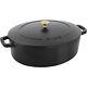 Specialty Shaped Cast Iron 6.25-qt Shallow Oval Dutch Oven-Black