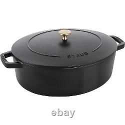 Specialty Shaped Cast Iron 6.25-qt Shallow Oval Dutch Oven-Black