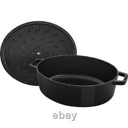 Specialty Shaped Cast Iron 6.25-qt Shallow Oval Dutch Oven-Black