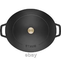 Specialty Shaped Cast Iron 6.25-qt Shallow Oval Dutch Oven-Black