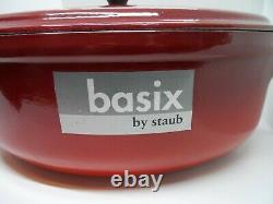 Staub 27 Basix Red Oval Cast Iron Dutch Oven Casserole Soup Pot LID 6q Roaster
