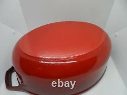 Staub 27 Basix Red Oval Cast Iron Dutch Oven Casserole Soup Pot LID 6q Roaster
