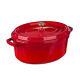 Staub 4.5 Quart Enamelled Cast Iron Oval Cocotte Cherry Red