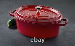Staub 4.5 Quart Enamelled Cast Iron Oval Cocotte Cherry Red