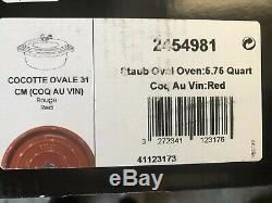 Staub 5.75 Qt. Oval Coq Au Vin Dutch Oven, Red Color-NEW
