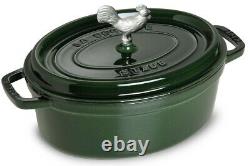 Staub 5.75 Quart Oval Cocotte Basil Green with Rooster Handle NEW