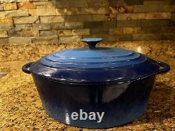 Staub Basix Enameled Cast Iron Oval Dutch Oven Blue 6 Qt #31 Made In France Vtg