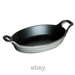 Staub Cast Iron 12.5-inch x 9-inch Oval Baking Dish Graphite Grey