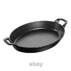 Staub Cast Iron 12.5-inch x 9-inch Oval Baking Dish Matte Black
