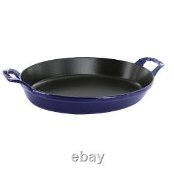 Staub Cast Iron 14.5-inch X 11.2-inch Oval Baking Dish Dark Blue