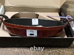 Staub Cast Iron 9.5 Inches X 6.75 Inches Oval Baking Dish Rouge Red New
