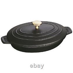 Staub Cast Iron 9-inch x 6.6-inch Oval Covered Baking Dish Matte Black