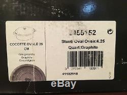 Staub Cast Iron Graphite Gray 4 1/4 Qt Oval Cocotte Dutch Oven France # 29 NIB