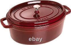 Staub Cast Iron Oval Cocotte, Size 5.75 Qt, Color Grenadine