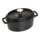 Staub Cast Iron Oval Cocottes 1.1 qt, Oval, Cocotte, Black Matte