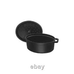 Staub Cast Iron Oval Cocottes 1.1 qt, Oval, Cocotte, Black Matte