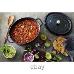 Staub Cast Iron Oval Cocottes 1.1 qt, Oval, Cocotte, Black Matte