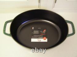 Staub Cast Iron Oval Wide Cocotte, 4Qt, Emerald Green, France, New