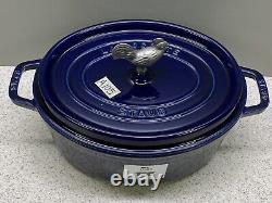 Staub Cocotte Oval 31cm Dark Blue With Rooster Knob New Defects out of the box