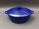 Staub France Basix #31 Blue Enamel Cast Iron Oval Dutch Oven Casserole 6 Qt