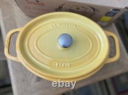 Staub rare lemon yellow oval cast iron pot