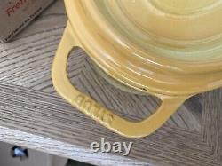 Staub rare lemon yellow oval cast iron pot
