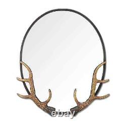 Stunning Cast Iron Antler Oval Decorative Wall Mount Mirror Home Décor