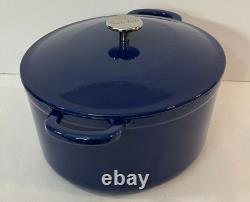 Sur La Table Cast Iron Oval Dutch Oven 8 Quart Blue Pot with Lid & Handles CLEAN