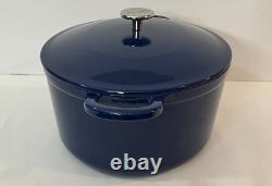 Sur La Table Cast Iron Oval Dutch Oven 8 Quart Blue Pot with Lid & Handles CLEAN