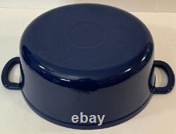 Sur La Table Cast Iron Oval Dutch Oven 8 Quart Blue Pot with Lid & Handles CLEAN