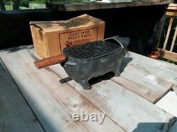 Sweet Cast Iron Pig Piggy Hibachi Grill Solid Heavy Unused in Box NIB
