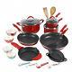 The Pioneer Woman Vintage Speckled Cookware Set 24-Pieces Red Kitchen Pots Pans